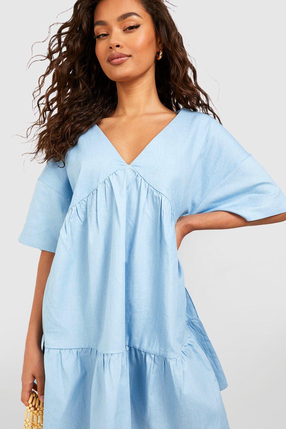 Light blue plunge clearance dress